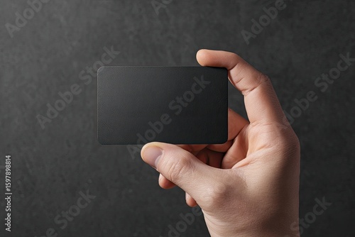 A hand holds a blank black business card (1)