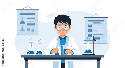 Young Scientist Conducting Experiments In a Chemical Laboratory Educational Research