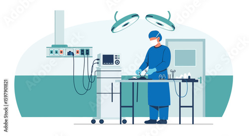 Veterinary Surgeon Performing Delicate Procedure In Modern Surgical Room