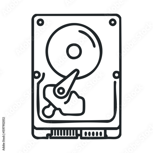 Outline drawing of internal hard disk drive components and structure
