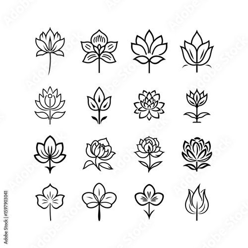 Floral Vector Set Elegant Minimalist Flower Illustrations for Design Projects and Creative Inspirations