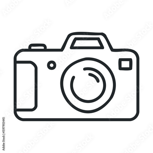 Outline icon of a digital camera with simple design elements