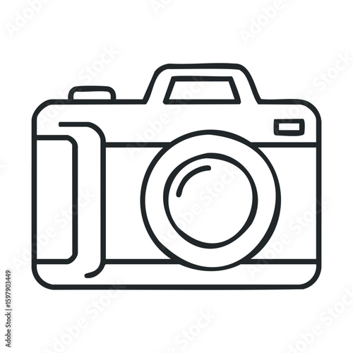 Minimalist line art of a classic camera design