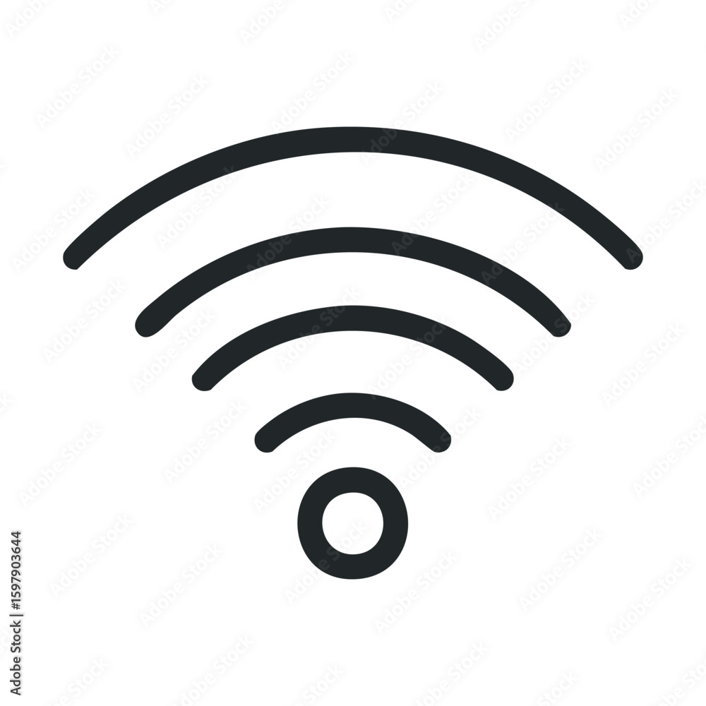 Black and white wifi symbol icon for wireless connectivity Black and white wifi symbol icon for wireless connectivity