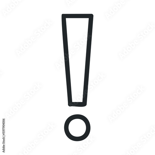 Black exclamation mark on white background: bold minimalist symbol