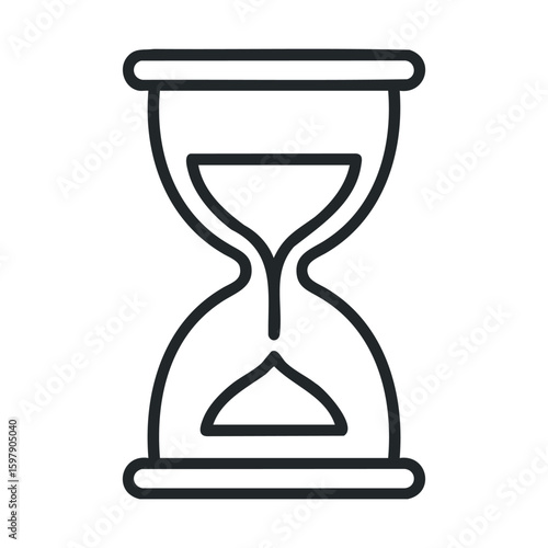 Simple hourglass icon with black sand falling illustration
