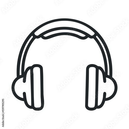 Minimalist outline of headphones icon symbolizing music and audio