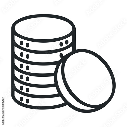 Database icon: black and white stack of disks with front disk highlight
