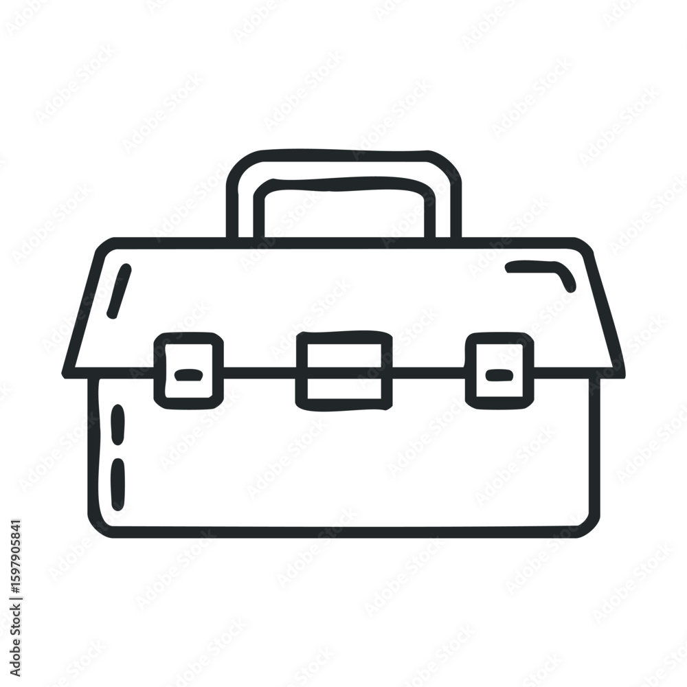 Simple hand-drawn toolbox icon with handle and clasps