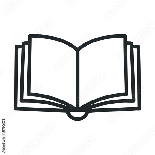 Minimalist open book icon design for educational and literary themes