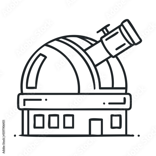 Monochrome illustration of a large observatory telescope