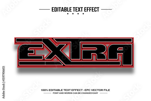 Extra red 3D editable text effect template