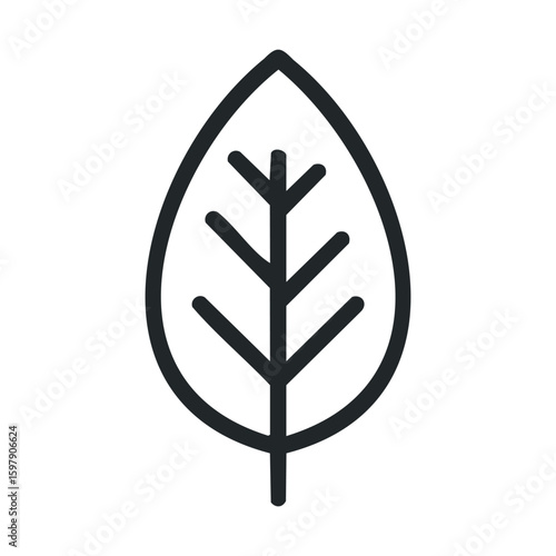 Minimalist outline of a leaf icon depicting natural simplicity