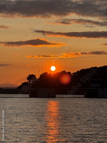 sunset over the river