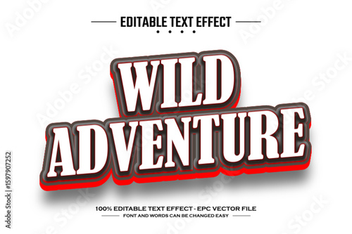 Wild adventure 3D editable text effect template