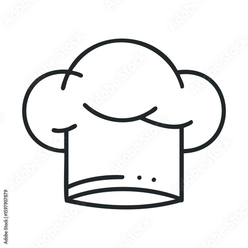 Chef hat icon outline style minimalist sketch of classic cooking headwear