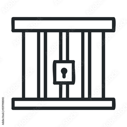 Minimalist icon of a jail cell with lockable door design