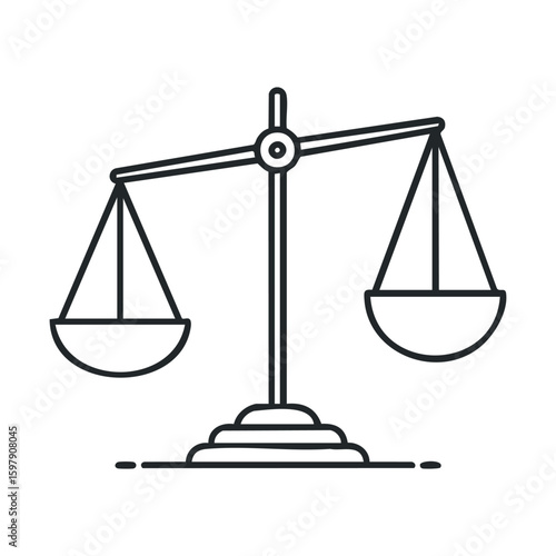 Simple outline of balanced scale icon representing justice and equality
