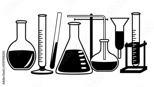 chemical test tubes laboratory technician items vector 