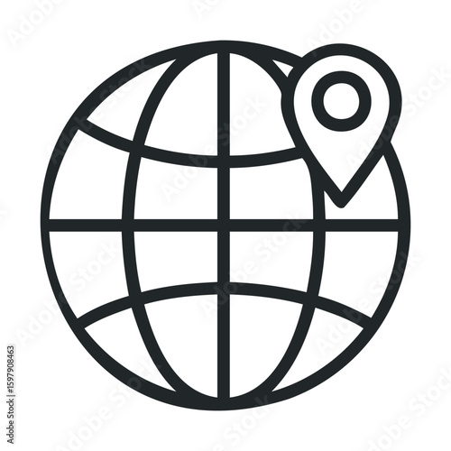 Globe with location pin icon representing global positioning and navigation