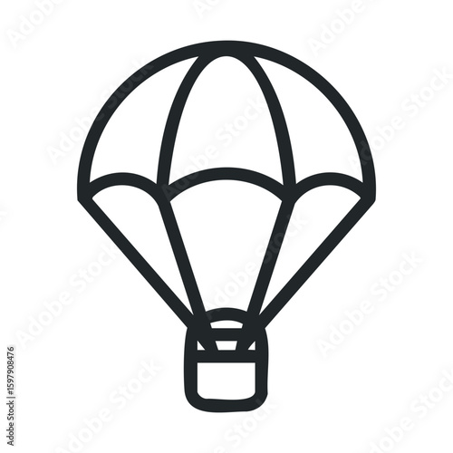 Minimalist black and white parachute icon