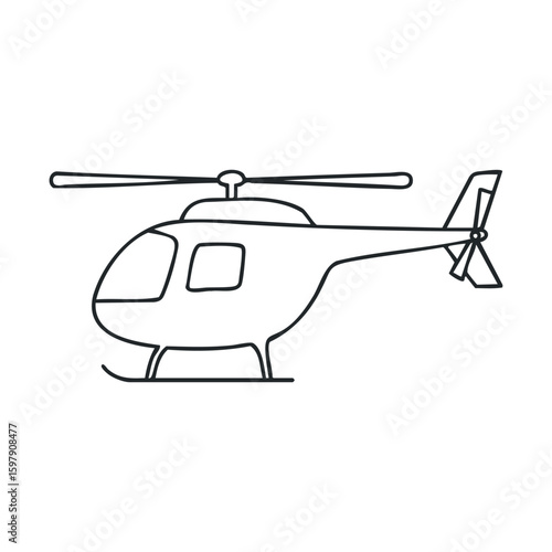 Simple line drawing of a helicopter outline with rotor blades
