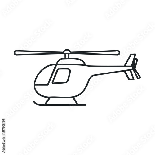 Outline drawing of a helicopter with rotors and tail rotor designed with minimalist lines