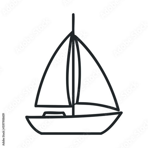 Simple line drawing of sailboat with mast and sails