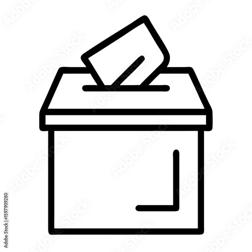 Illustration of a ballot box with a vote being inserted representing democratic elections and civic duty