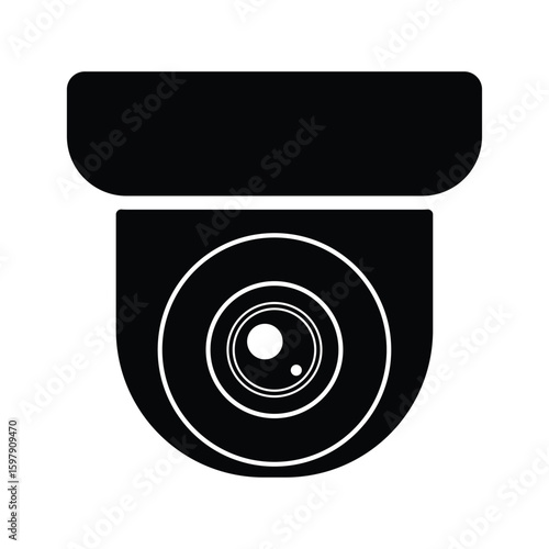 Security camera icon, video surveillance, cctv sign. Black modern indicating camera operation. Surveillance camera, monitoring, safety home protection system. Fixed CCTV, Security Camera Icon Vector.