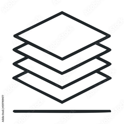 Geometric stack icon with isometric layered design