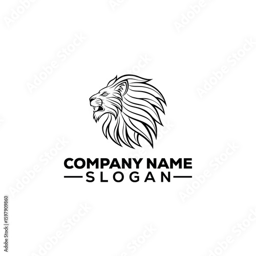 Roaring Lion Head with Royal Crown Logo