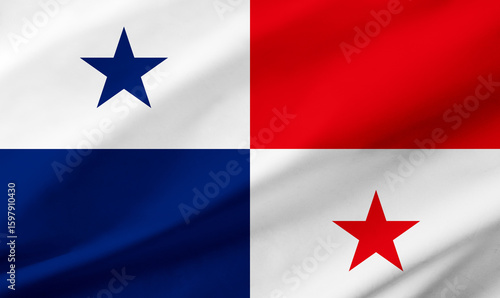 Panama flag background with waving fabric texture