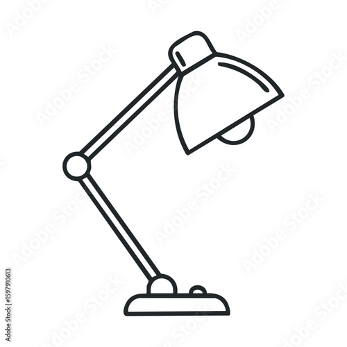 Minimalist desk lamp icon: clean design in black and white line art style