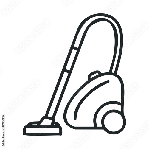 Outline illustration of a modern cylinder vacuum cleaner with wheels