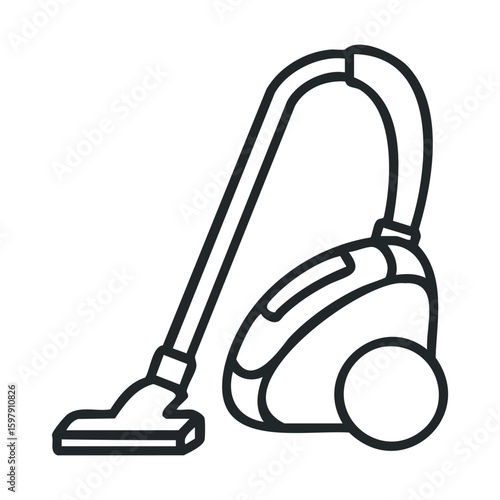 Outline of modern vacuum cleaner with hose and wheels