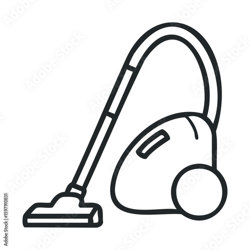 Modern vacuum cleaner icon with handle and wheels