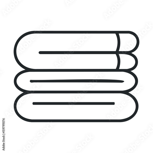 Stack of three folded towels in minimalist line art design