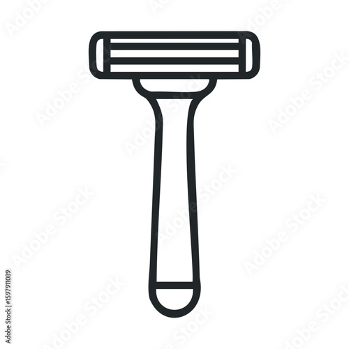 Minimalist black and white icon of a safety razor design