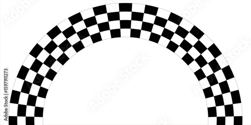 Black and white checkered rectangular frame. Square racing checkerboard pattern. Chessboard geometric pattern. Rally checkerboard pattern. Finish racing frame. Vector illustration on white background