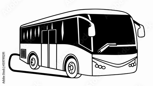 Electric bus line art vector 