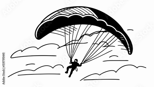 paraglider silhouette vector