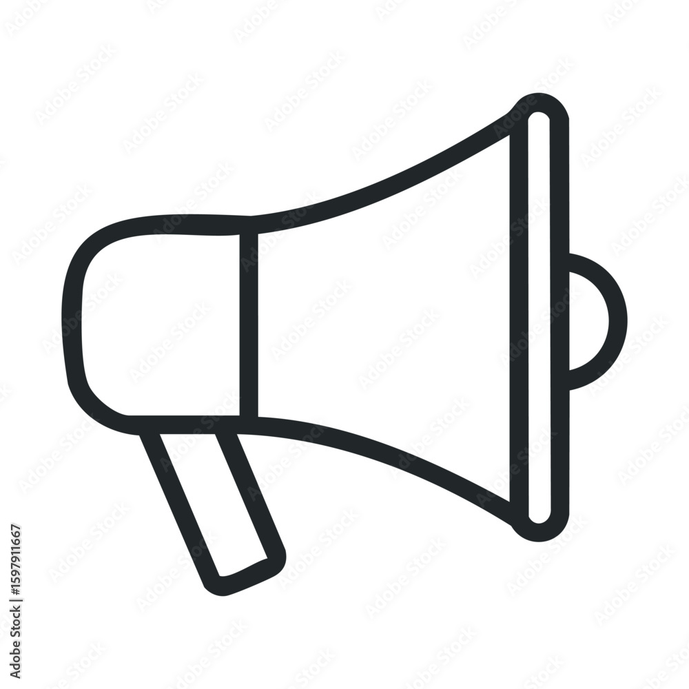 Outline megaphone icon for communication and announcement Outline megaphone icon for communication and announcement