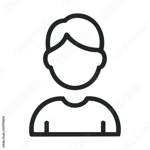 Outline icon of a person with short hair in minimalist style