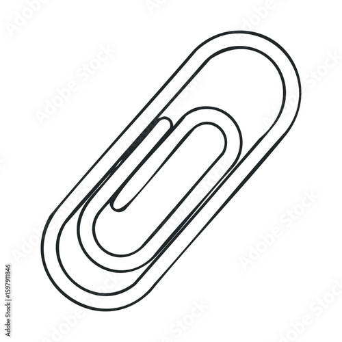 Minimalist black and white paperclip illustration - office supplies art