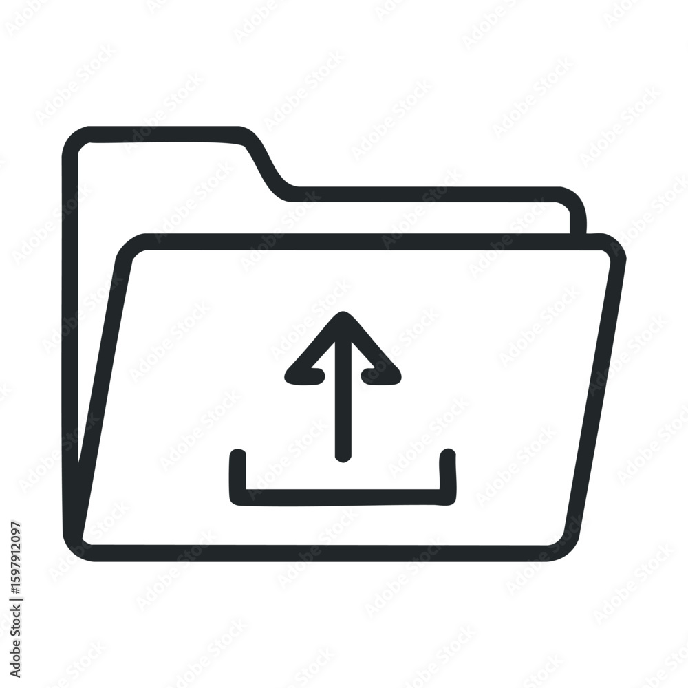 File folder with arrow icon indicating file upload or export functionality File folder with arrow icon indicating file upload or export functionality
