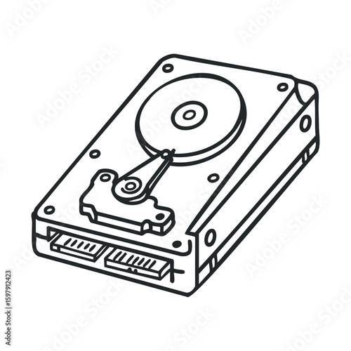 Outline drawing of internal hard disk drive with connectors