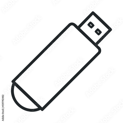 Minimalist usb flash drive icon with cap