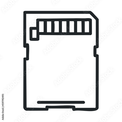 Simple black and white icon of an sd memory card