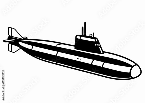 Submarine sea vector silhouette 